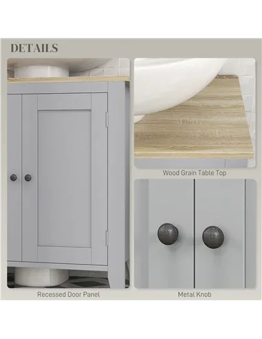 kleankin Under Sink Cabinet, Bathroom Sink Cabinet with 2 Doors, Pedestal Under Sink Design, Freestanding Bathroom Cupboard with