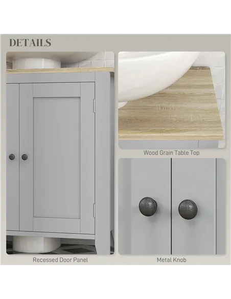 kleankin Under Sink Cabinet, Bathroom Sink Cabinet with 2 Doors, Pedestal Under Sink Design, Freestanding Bathroom Cupboard with