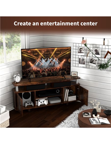 HOMCOM TV Unit Cabinet for TVs up to 55 Inches with Storage Shelves and Cupboard, Entertainment Centre for Living Room, Rustic B