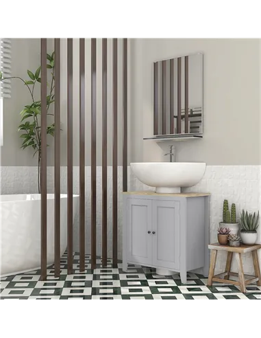 kleankin Under Sink Cabinet, Bathroom Sink Cabinet with 2 Doors, Pedestal Under Sink Design, Freestanding Bathroom Cupboard with