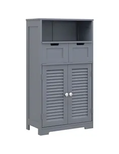 kleankin Three-Part Bathroom Storage Unit, with Shelf, Drawers & Cupboard - Grey