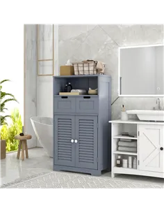 kleankin Three-Part Bathroom Storage Unit, with Shelf, Drawers & Cupboard - Grey 2