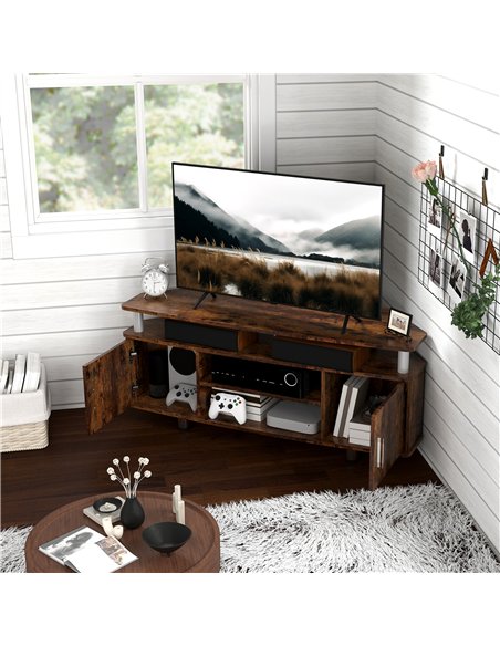 HOMCOM TV Unit Cabinet for TVs up to 55 Inches with Storage Shelves and Cupboard, Entertainment Centre for Living Room, Rustic B