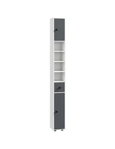 kleankin 180cm Slim Bathroom Cabinet, with Drawer, Shelves and Cupboards - Grey