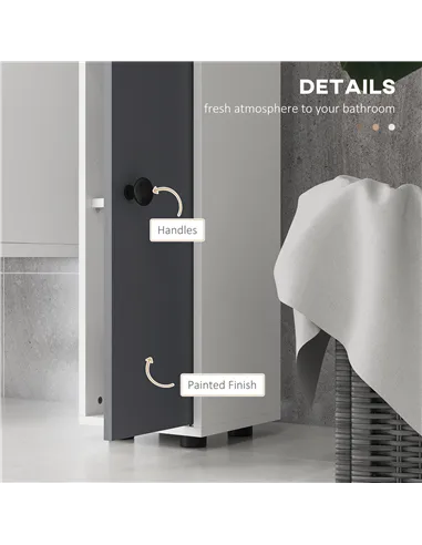 kleankin 180cm Slim Bathroom Cabinet, with Drawer, Shelves and Cupboards - Grey