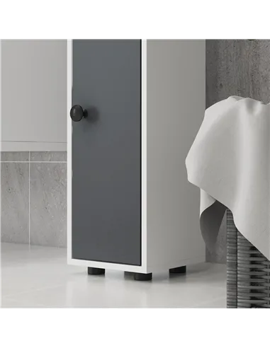 kleankin 180cm Slim Bathroom Cabinet, with Drawer, Shelves and Cupboards - Grey