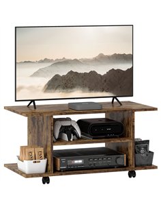 HOMCOM Modern TV Cabinet Stand Storage Shelves Table Mobile Bedroom Furniture Bookshelf Bookcase Rustic Brown