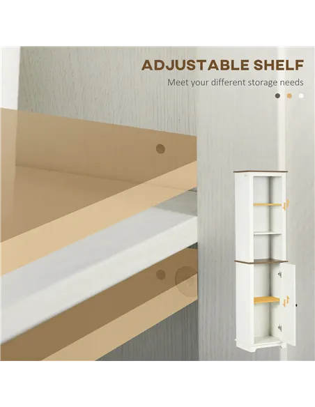 kleankin 2 Piece Bathroom Furniture Set, Tall Bathroom Cabinet with Adjustable Shelves, Under Sink Cabinet with Cupboard and Ope