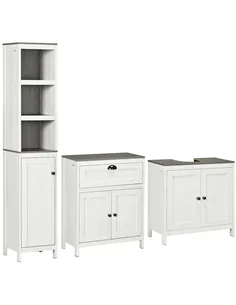 kleankin Bathroom Furniture Set with Adjustable Shelves, 6-Tier Tall Bathroom Storage Cabinet, Floor Cabinet with Drawer, Under 