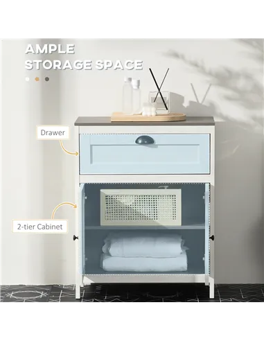 kleankin Bathroom Furniture Set with Adjustable Shelves, 6-Tier Tall Bathroom Storage Cabinet, Floor Cabinet with Drawer, Under 