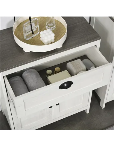 kleankin Bathroom Furniture Set with Adjustable Shelves, 6-Tier Tall Bathroom Storage Cabinet, Floor Cabinet with Drawer, Under 