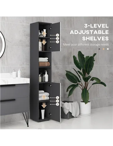 kleankin 5-Piece Bathroom Furniture Set, Bathroom Storage Cabinet with Doors and Shelves, Tall and Small Floor Cabinets, Wall-mo