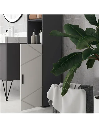 kleankin 5-Piece Bathroom Furniture Set, Bathroom Storage Cabinet with Doors and Shelves, Tall and Small Floor Cabinets, Wall-mo