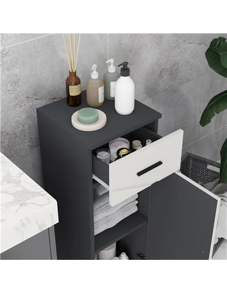 kleankin 5-Piece Bathroom Furniture Set, Bathroom Storage Cabinet with Doors and Shelves, Tall and Small Floor Cabinets, Wall-mo