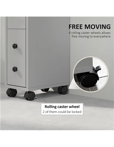 kleankin Slimline Bathroom Storage Cabinet - Grey