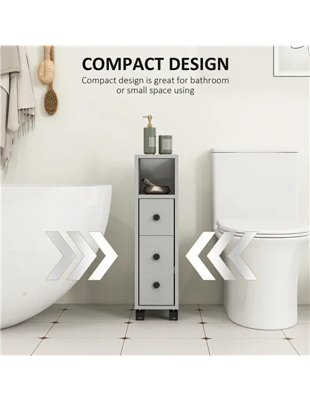 kleankin Slimline Bathroom Storage Cabinet - Grey