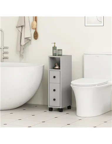 kleankin Slimline Bathroom Storage Cabinet - Grey