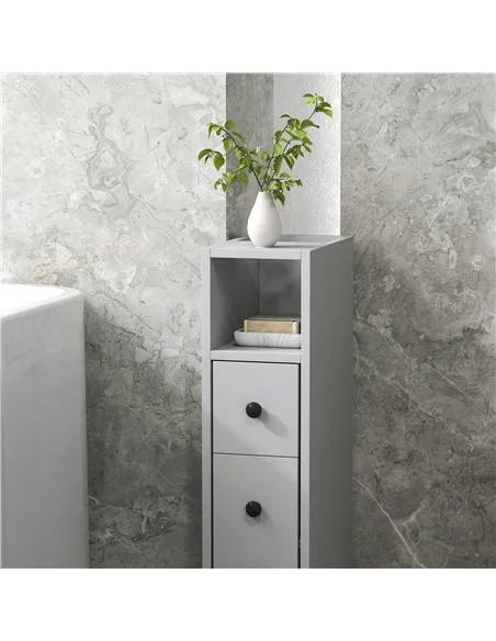 kleankin Slimline Bathroom Storage Cabinet - Grey