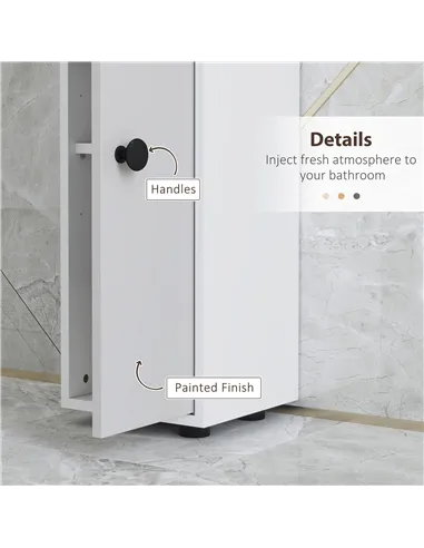 kleankin 180cm Slim Bathroom Cabinet, with Drawer, Shelves and Cupboards - Light Grey