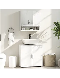 kleankin Under Sink Cabinet with Shelf - White 2