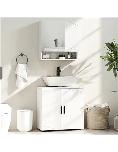 kleankin Under Sink Cabinet with Shelf - White
