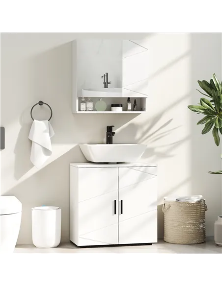 kleankin Under Sink Cabinet with Shelf - White