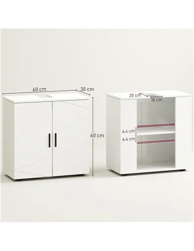 kleankin Under Sink Cabinet with Shelf - White