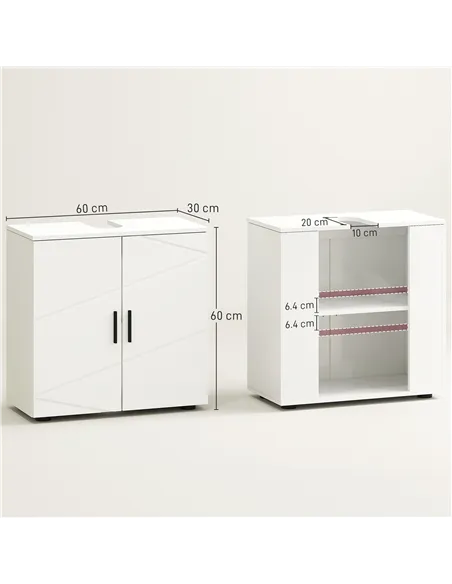 kleankin Under Sink Cabinet with Shelf - White