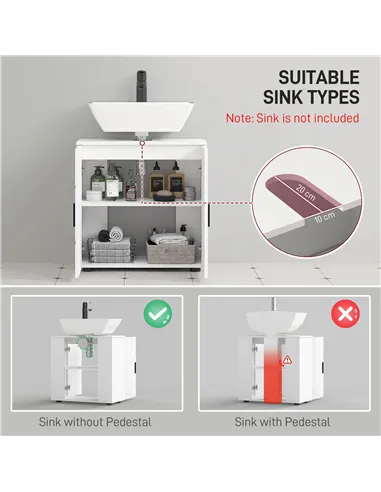 kleankin Under Sink Cabinet with Shelf - White