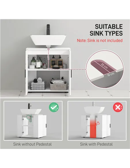 kleankin Under Sink Cabinet with Shelf - White