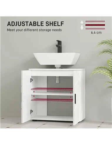 kleankin Under Sink Cabinet with Shelf - White