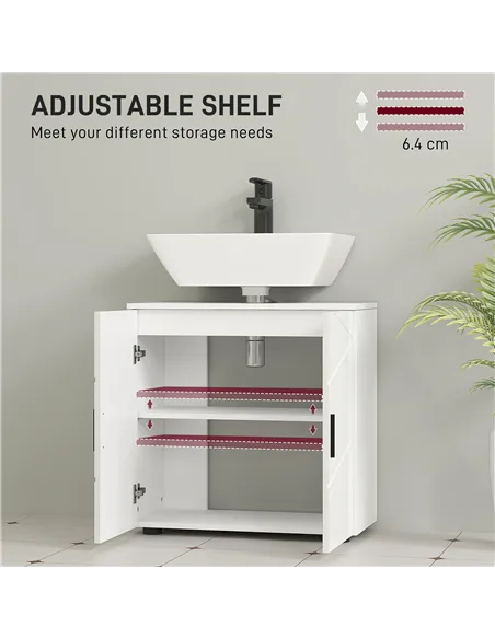 kleankin Under Sink Cabinet with Shelf - White