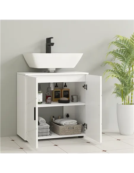 kleankin Under Sink Cabinet with Shelf - White