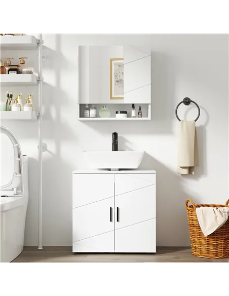 kleankin Under Sink Cabinet with Shelf - White