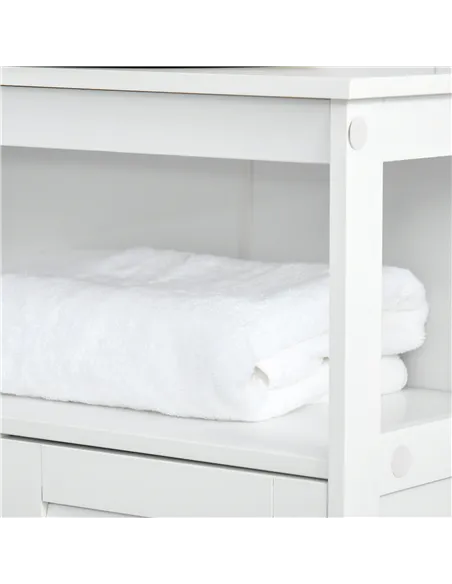 kleankin Bathroom Storage Unit Cabinet with Open Storage Shelf, Freestanding Floor Cabinet Organizer with 2 Doors for Living Roo