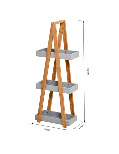 kleankin Bathroom Storage Shelves, 3-Tier Slim Shelving Unit, Freestanding Bamboo Shelf Unit, A Frame Space Saver Toilet Rack, N