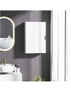 kleankin Bathroom Wall Cabinet, Over Toilet Storage Cupboard with Adjustable Shelves for Hallway, Living Room, White 2