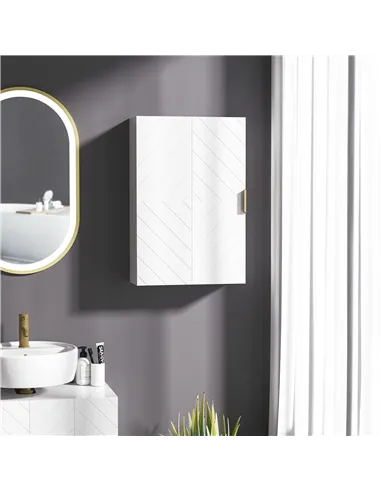 kleankin Bathroom Wall Cabinet, Over Toilet Storage Cupboard with Adjustable Shelves for Hallway, Living Room, White