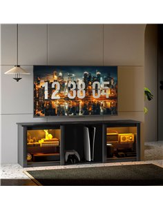 HOMCOM 65" TV Stand, with LED Lights and Storage - Black 2