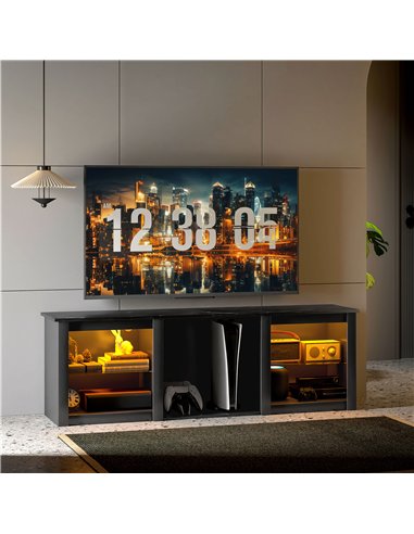 HOMCOM 65" TV Stand, with LED Lights and Storage - Black
