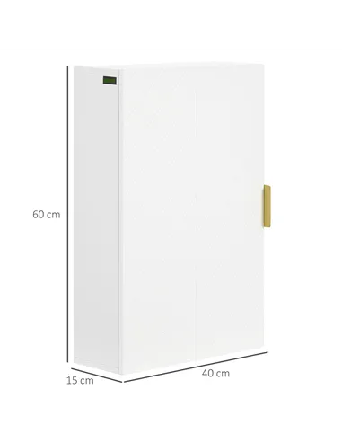 kleankin Bathroom Wall Cabinet, Over Toilet Storage Cupboard with Adjustable Shelves for Hallway, Living Room, White