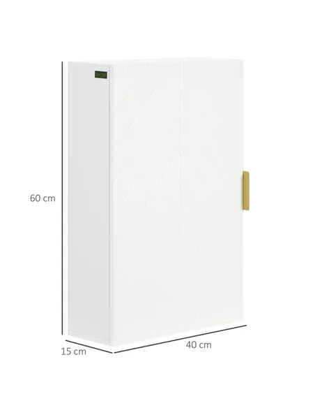 kleankin Bathroom Wall Cabinet, Over Toilet Storage Cupboard with Adjustable Shelves for Hallway, Living Room, White