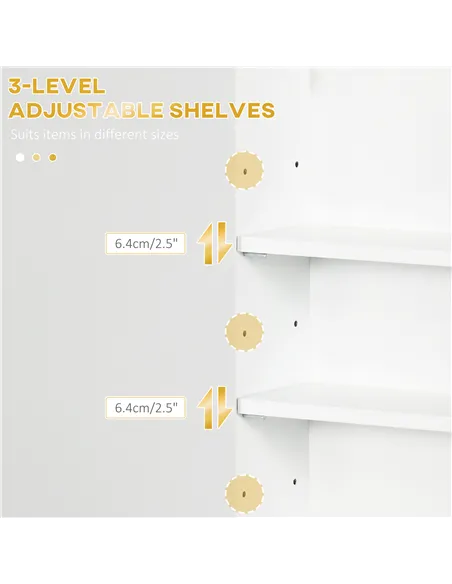 kleankin Bathroom Wall Cabinet, Over Toilet Storage Cupboard with Adjustable Shelves for Hallway, Living Room, White