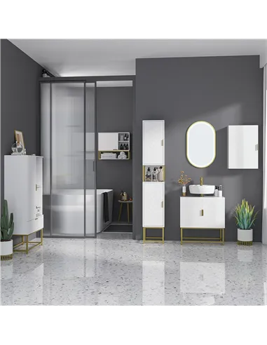 kleankin Bathroom Wall Cabinet, Over Toilet Storage Cupboard with Adjustable Shelves for Hallway, Living Room, White