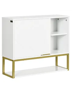 kleankin Bathroom Wall Cabinet, Over Toilet Storage Cabinet with Door and Storage Shelves for Hallway, Living Room, White
