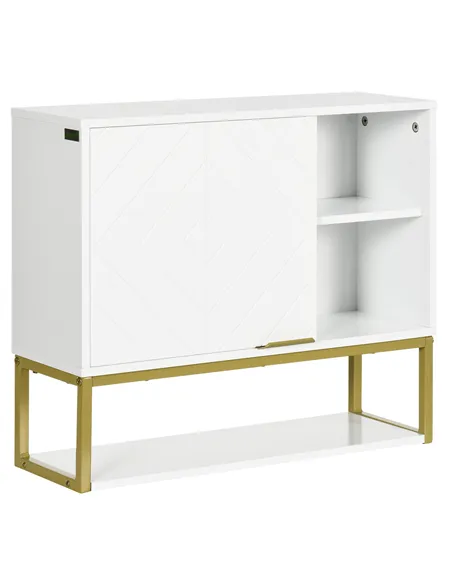 kleankin Bathroom Wall Cabinet, Over Toilet Storage Cabinet with Door and Storage Shelves for Hallway, Living Room, White