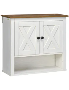 kleankin On-Wall Farmhouse Bathroom Storage Cabinet - White