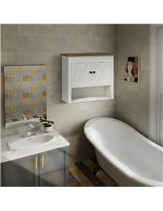 kleankin On-Wall Farmhouse Bathroom Storage Cabinet - White 2