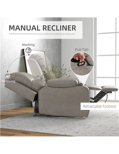 HOMCOM Recliner Chair, Microfibre Reclining Chair with Adjustable Leg Rest, Cup Holders, Recliner Armchair for Home Living Room,
