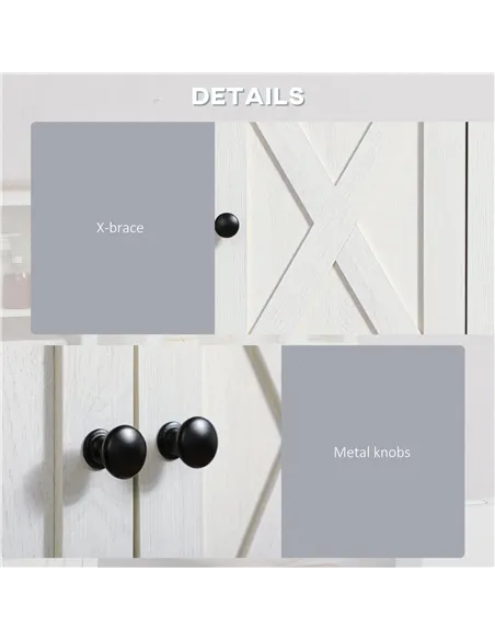 kleankin On-Wall Farmhouse Bathroom Storage Cabinet - White